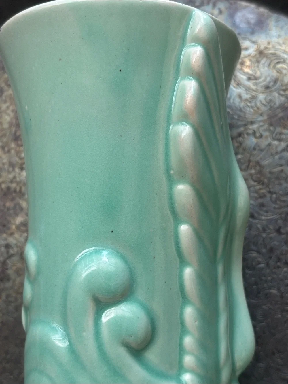 Seafoam Green Ceramic Winged Vase - Home Accents